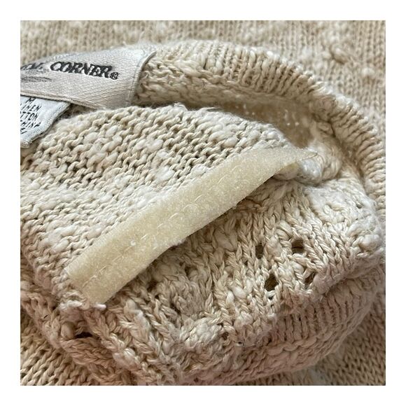 Casual Corner Vintage M Sweater Cream Open Knit Floral Crochet 80s/90s Retro - Picture 10 of 11